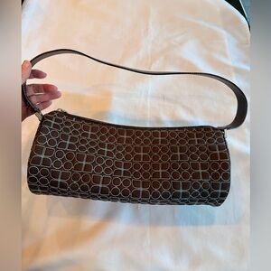 Vintage Kate Spade Dot Noel Baguette Round Shoulder Bag in Brown and Teal